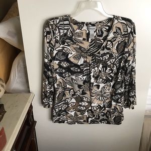 Chico’s v-neck shirt with brown white black floral